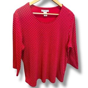 Rebecca Malone Red and White Polka Dot Blouse